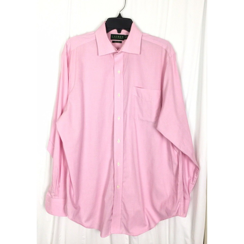 Lauren Ralph Lauren Men’s Shirt Button Up Pink Sz 16 1/2 34/35 100% Cotton Flaw